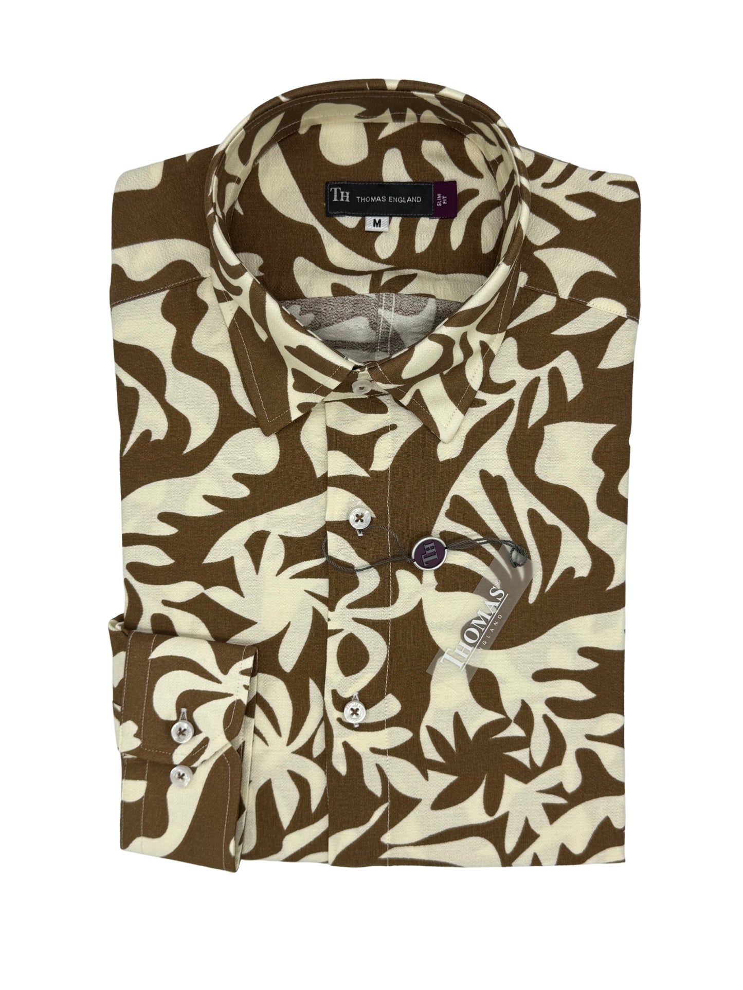Camisa City Casual Slim Fit Follaje Caqui Textura Lino