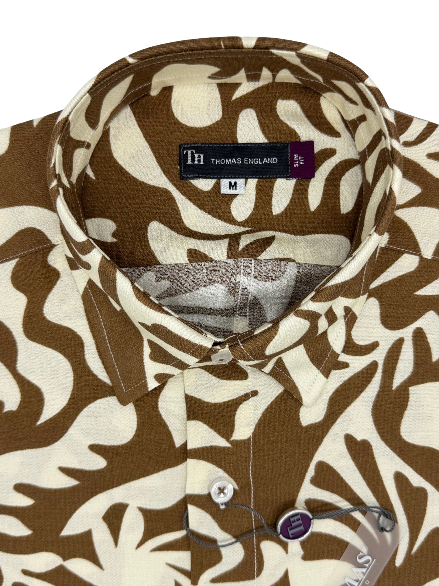 Camisa City Casual Slim Fit Follaje Caqui Textura Lino