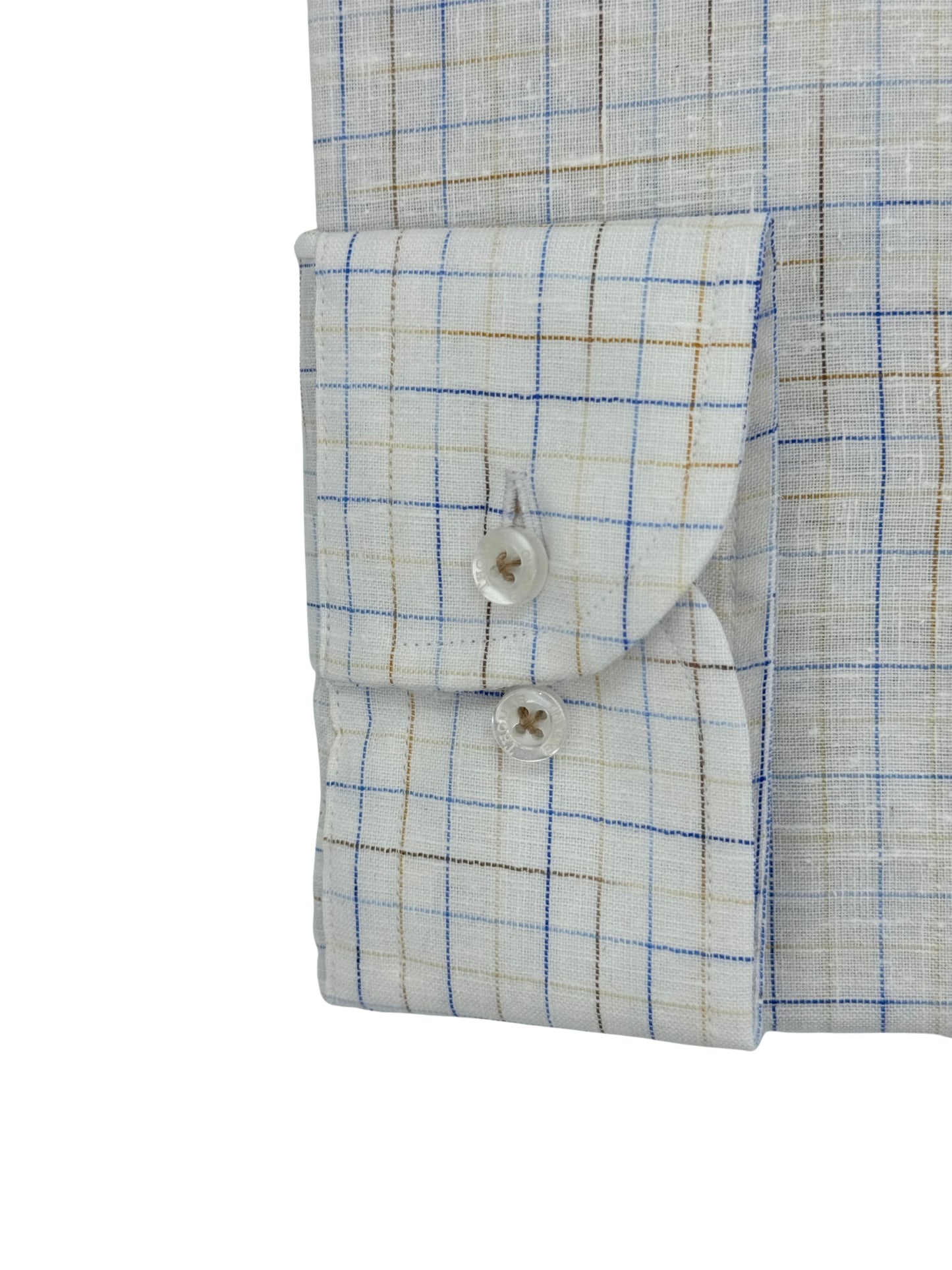 Camisa City Casual Slim Fit Tono Lino Cuadros Textura Lino