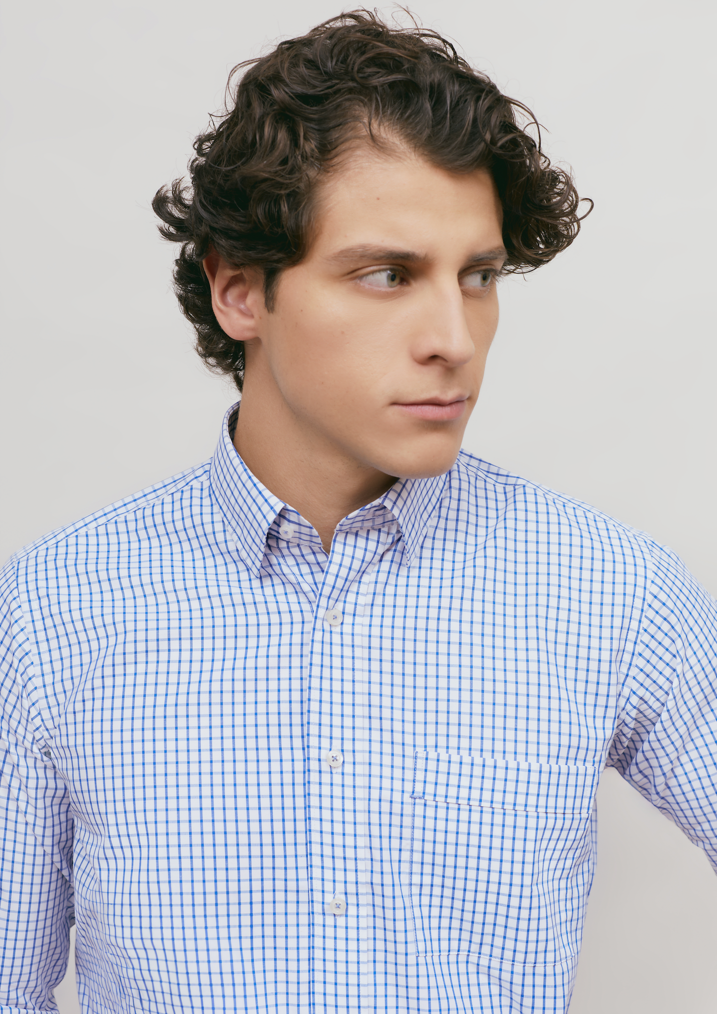 Camisa City Casual Regular Fit Azul Cuadros