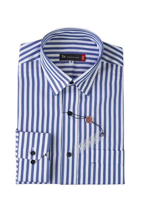 Camisa City Casual Slim Fit Azul Rayas
