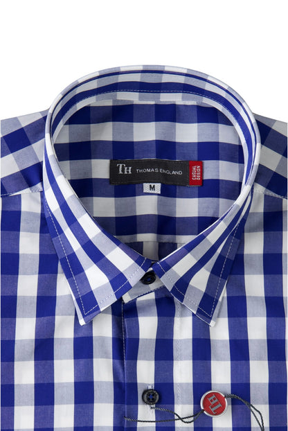 Camisa City Casual Regular Fit Azul Cuadros