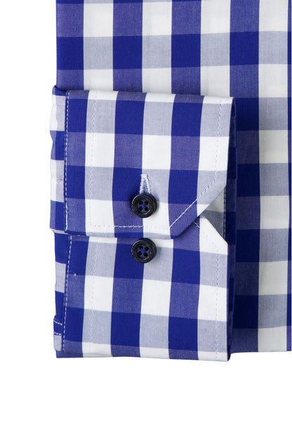 Camisa City Casual Regular Fit Azul Cuadros