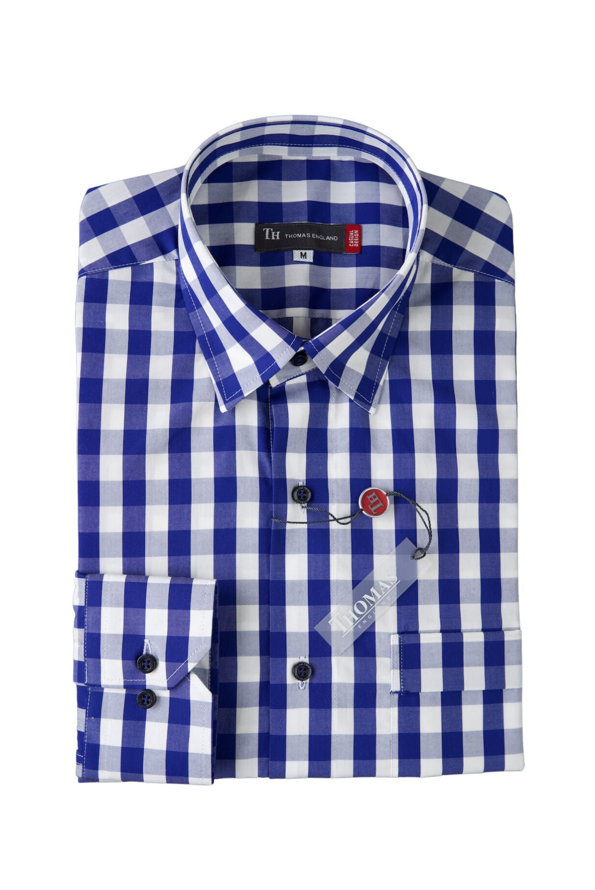 Camisa City Casual Regular Fit Azul Cuadros