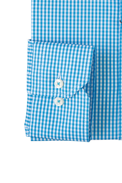 Camisa City Casual Regular Fit Turquesa Cuadros