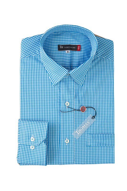 Camisa City Casual Slim Fit Turquesa Cuadros
