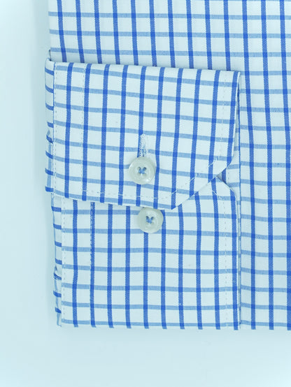 Camisa City Casual Regular Fit Azul Cuadros