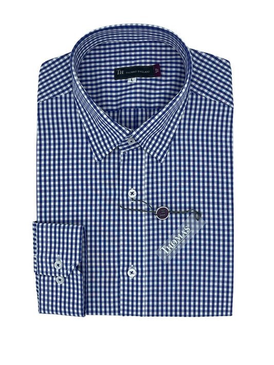Camisa City Casual Regular Fit Azul Cuadros