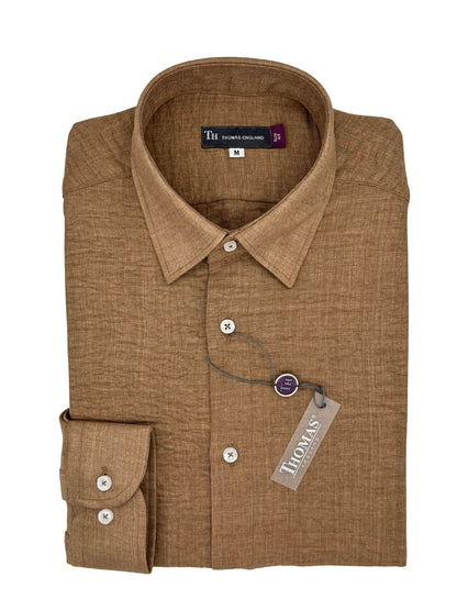 Camisa City Casual Slim Fit Caqui Textura