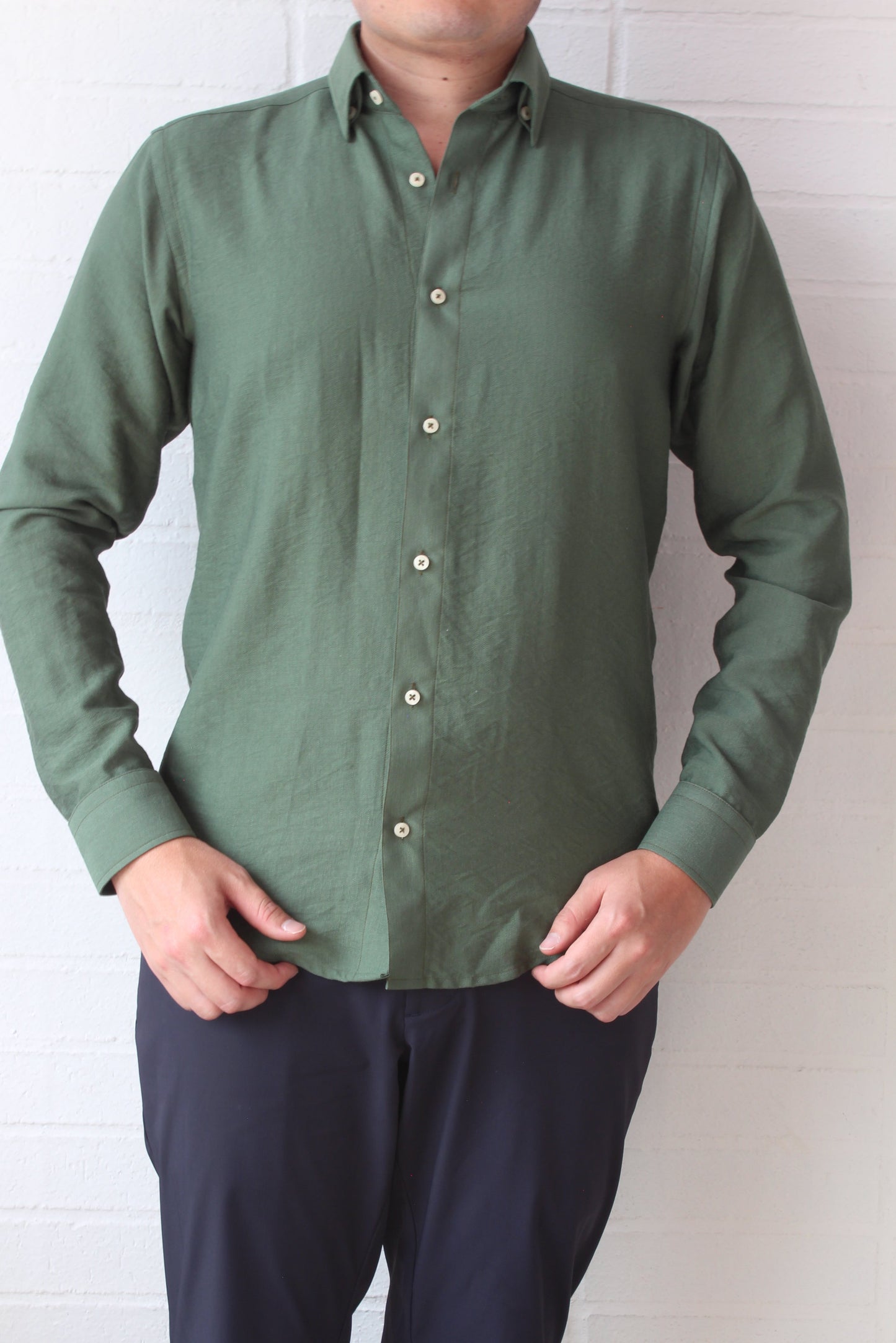 Camisa City Casual Regular Fit Verde Textura