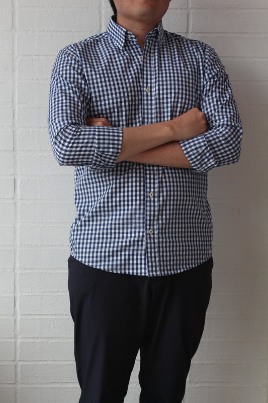 Camisa City Casual Regular Fit Azul Cuadros