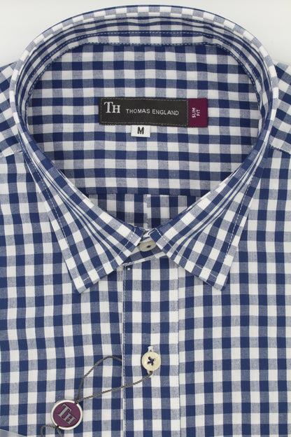 Camisa City Casual Regular Fit Azul Cuadros
