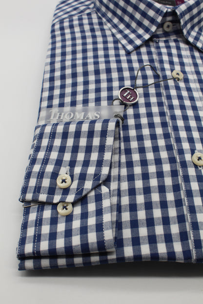 Camisa City Casual Regular Fit Azul Cuadros