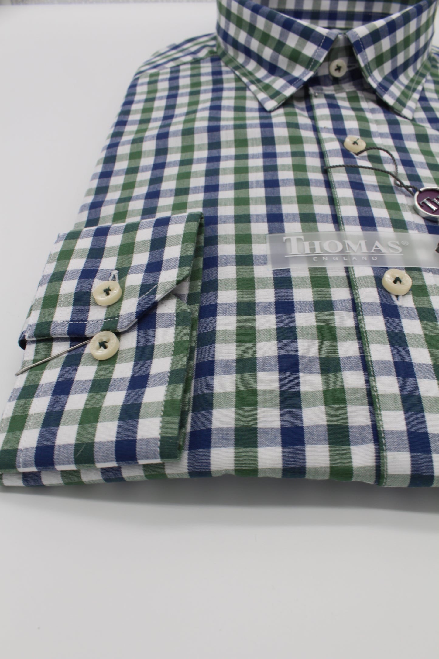 Camisa City Casual Regular Fit Verde Azul Cuadros
