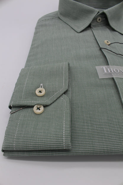 Camisa City Casual Slim Fit Verde Mini Cuadros
