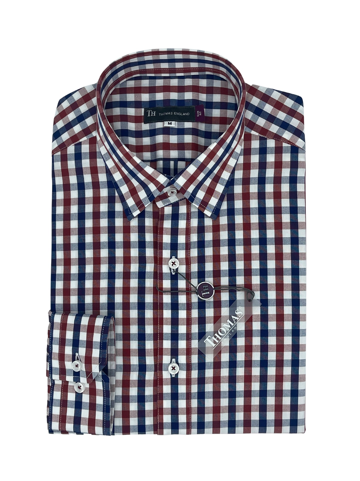 Camisa City Casual Slim Fit Azul Roja Cuadros