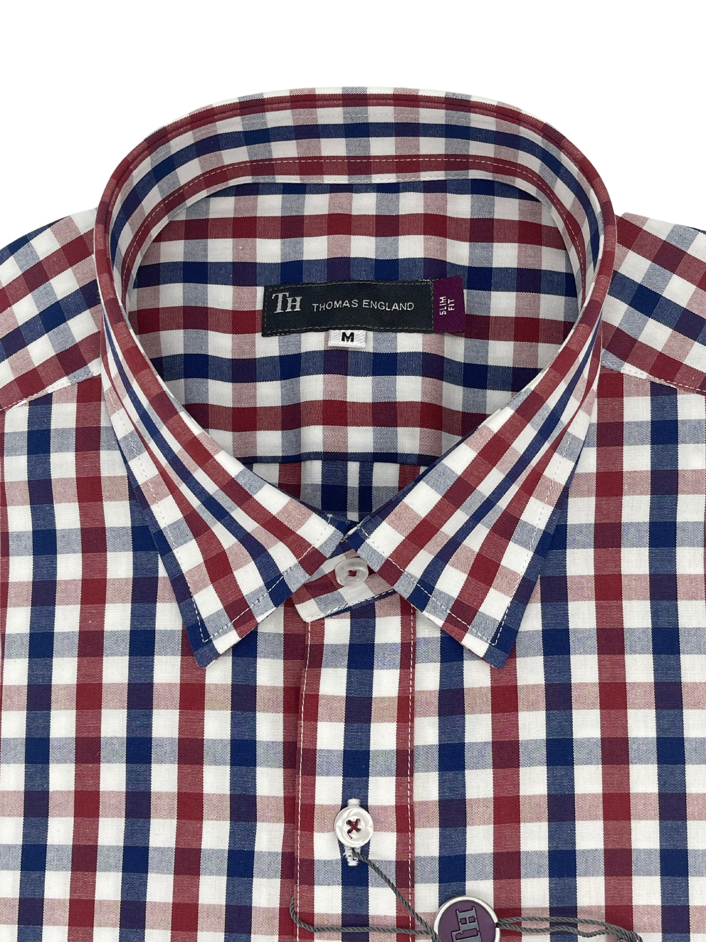 Camisa City Casual Slim Fit Azul Roja Cuadros