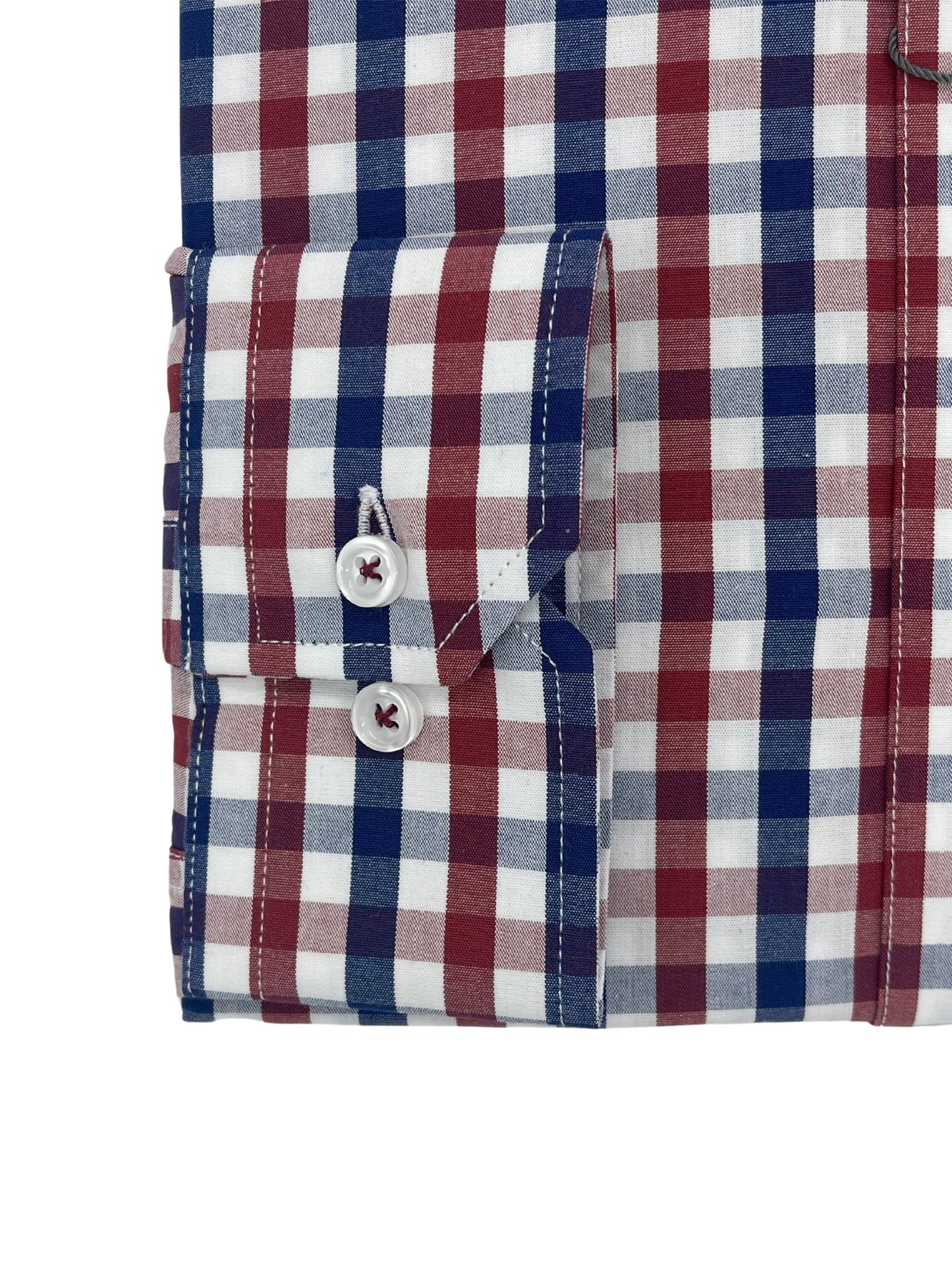 Camisa City Casual Slim Fit Azul Roja Cuadros