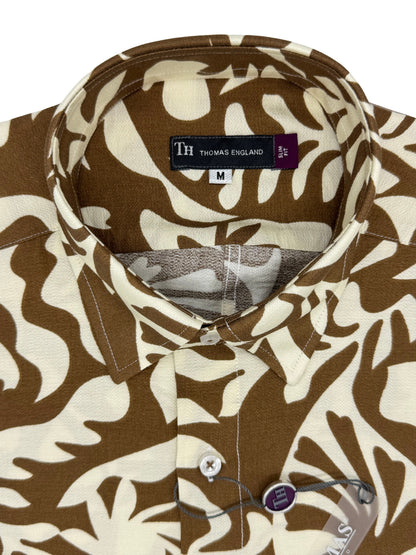 Camisa City Casual Regular Fit Follaje Caqui Textura Lino