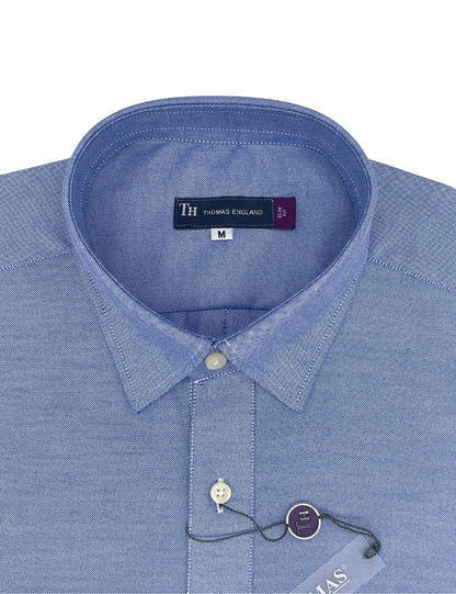 Camisa City Casual Slim Fit Azul Textura
