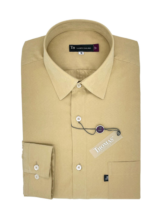 Camisa City Casual Slim Fit Verde Beige Textura Gamuza