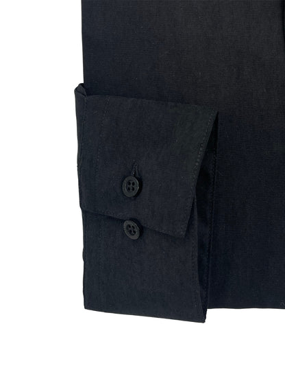 Camisa City Casual Slim Fit Negra Textura Gamuza