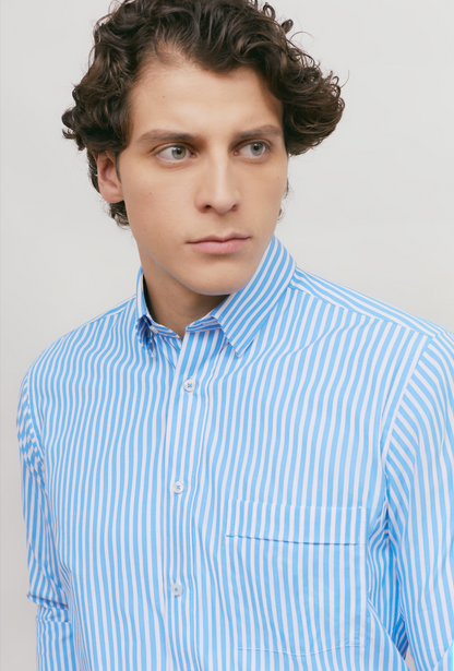 City Casual Regular Fit Shirt Sky Blue Lines