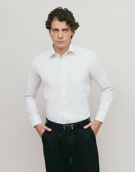 Camisa Business Regular Fit Blanca Diagonal