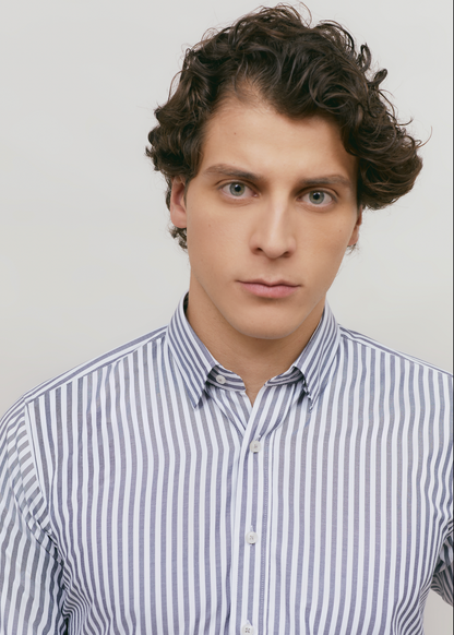 Camisa City Casual Regular Fit Gris Rayas