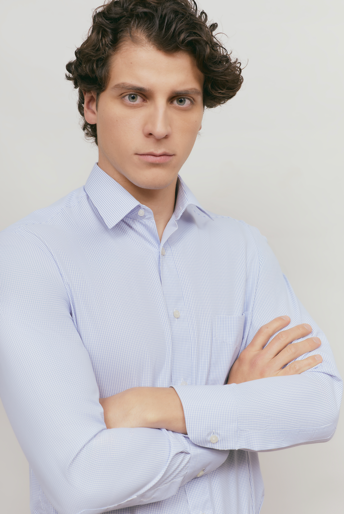 Camisa Business Regular Fit Azul Celeste Textura