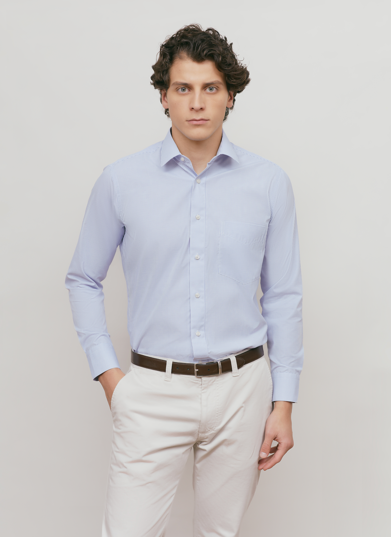 Camisa Business Regular Fit Azul Celeste Textura