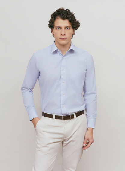 Camisa Business Regular Fit Azul Celeste Textura