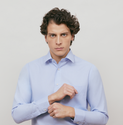 Camisa Business Regular Fit Azul Textura