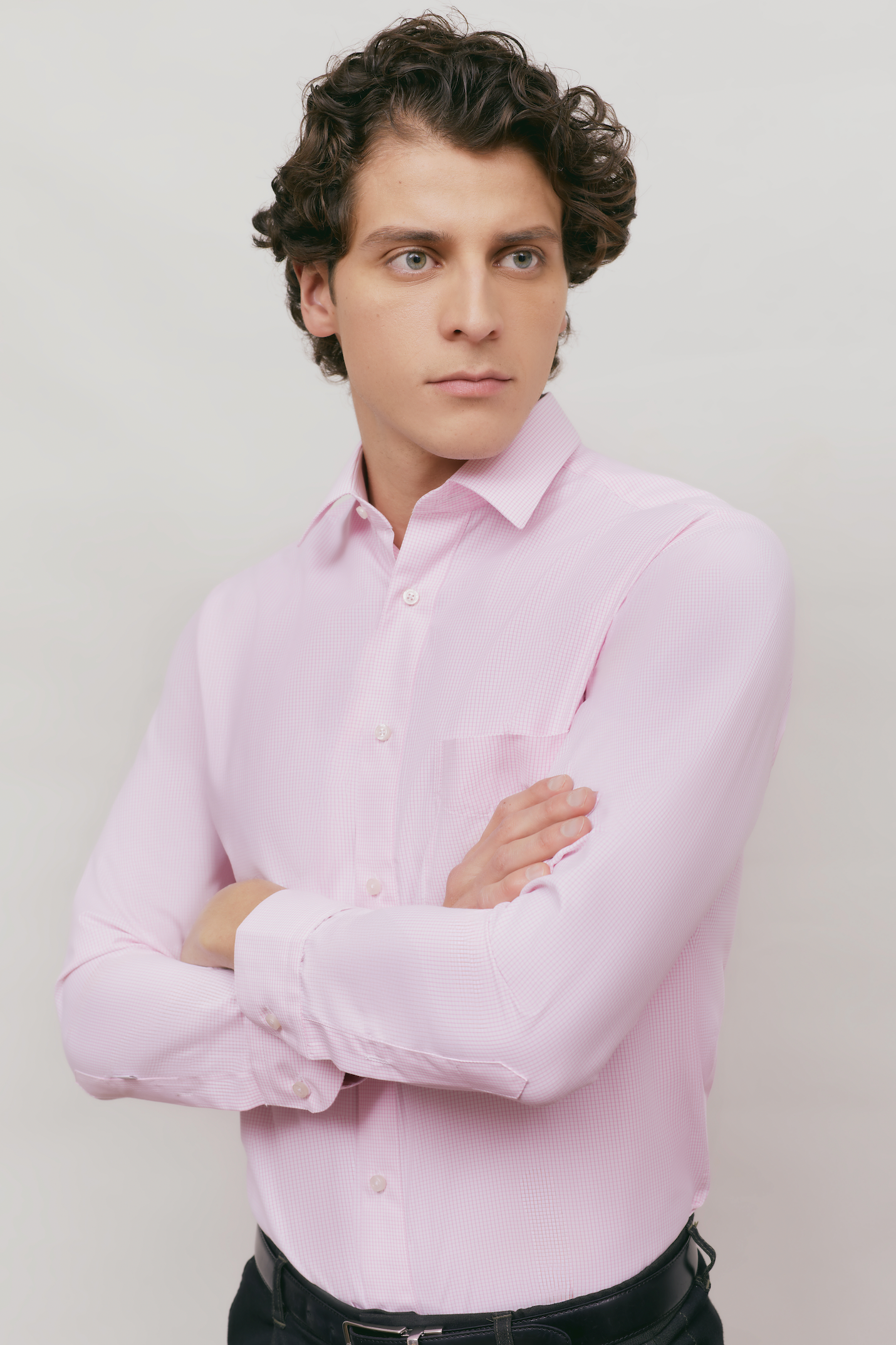 Camisa Business Slim Fit Rosa Textura