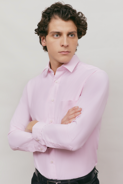 Camisa Business Slim Fit Rosa Textura