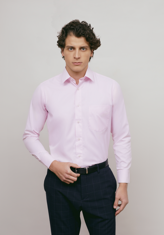 Camisa Business Regular Fit Rosa Textura