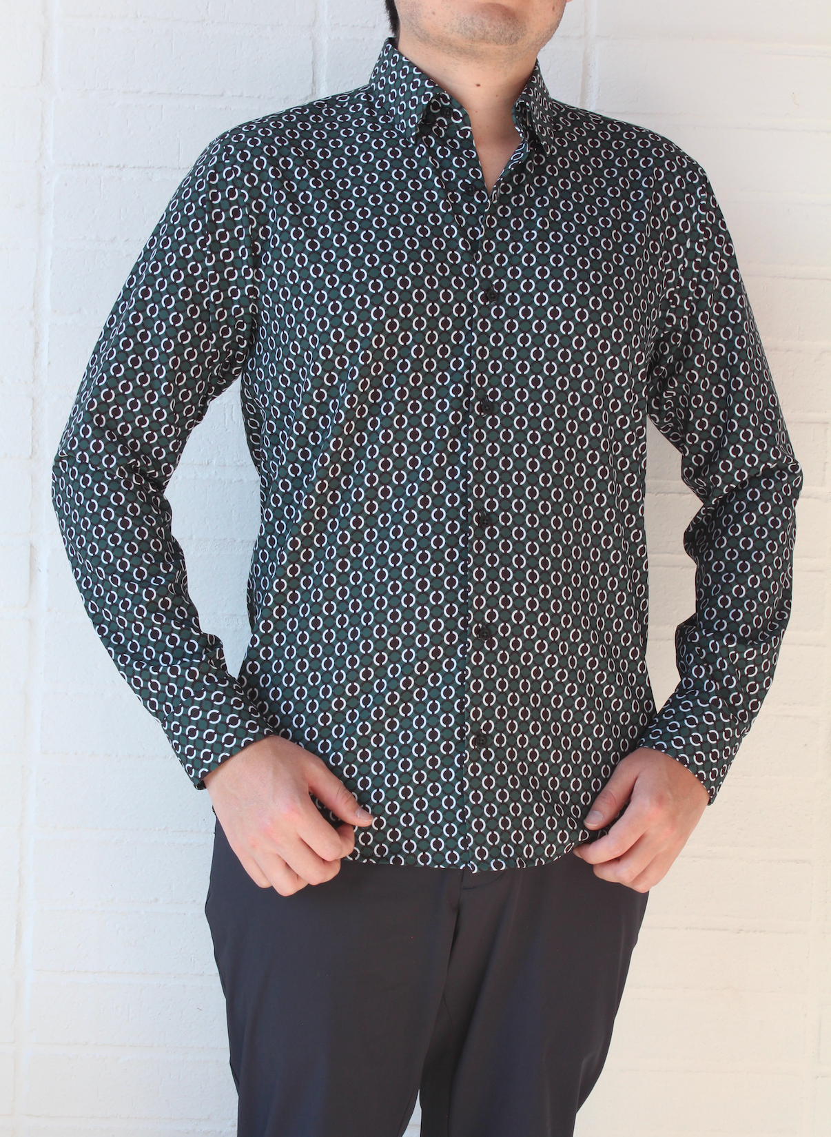 Camisa Trend Regular Fit Verde Patrón