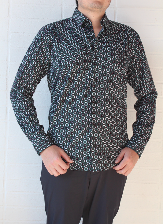 Camisa Trend Regular Fit Verde Patrón