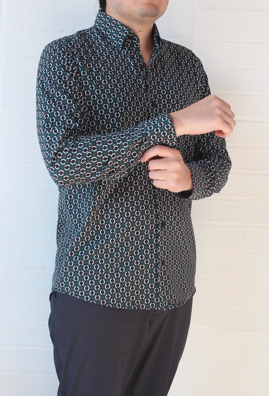 Camisa Trend Regular Fit Verde Patrón