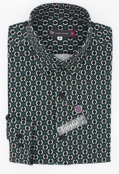 Camisa Trend Regular Fit Verde Patrón