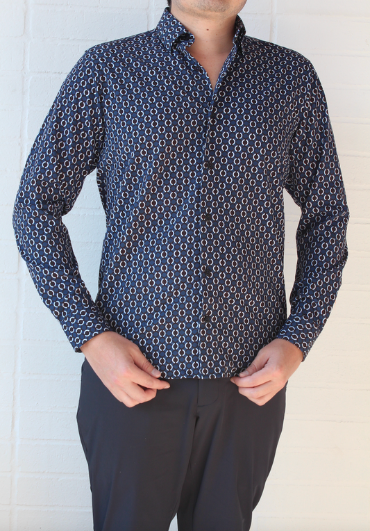 Camisa Trend Regular Fit Azul Patrón