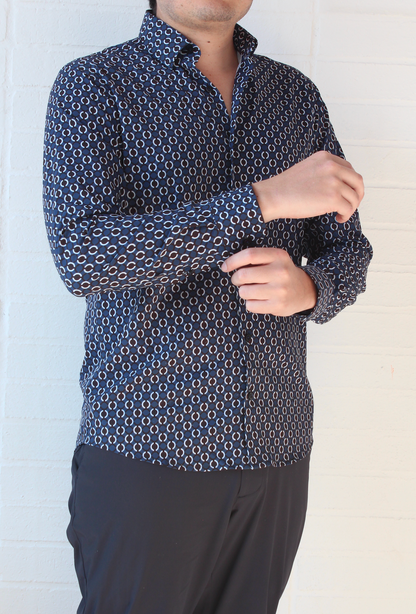 Camisa Trend Regular Fit Azul Patrón