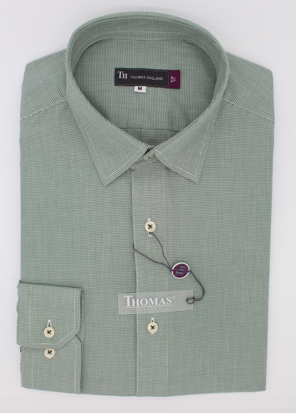 Camisa City Casual Slim Fit Verde Mini Cuadros